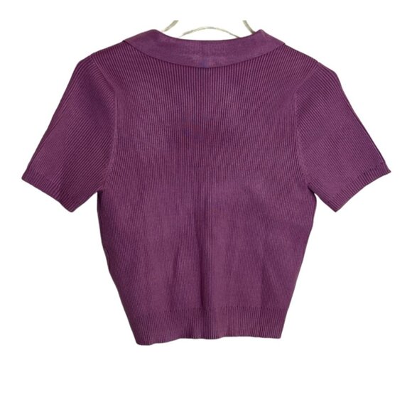 Bar III Large Short High Waist Ribbed Trim Short Tops Color Blissful Berry - Picture 7 of 8